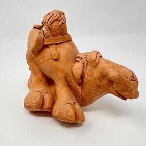 Vintage 70s Kersten Bros Terra Cotta Pottery Traveling Camel Weed Pot Figurine